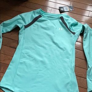 Teal and gray Under Armour cold gear crew neck